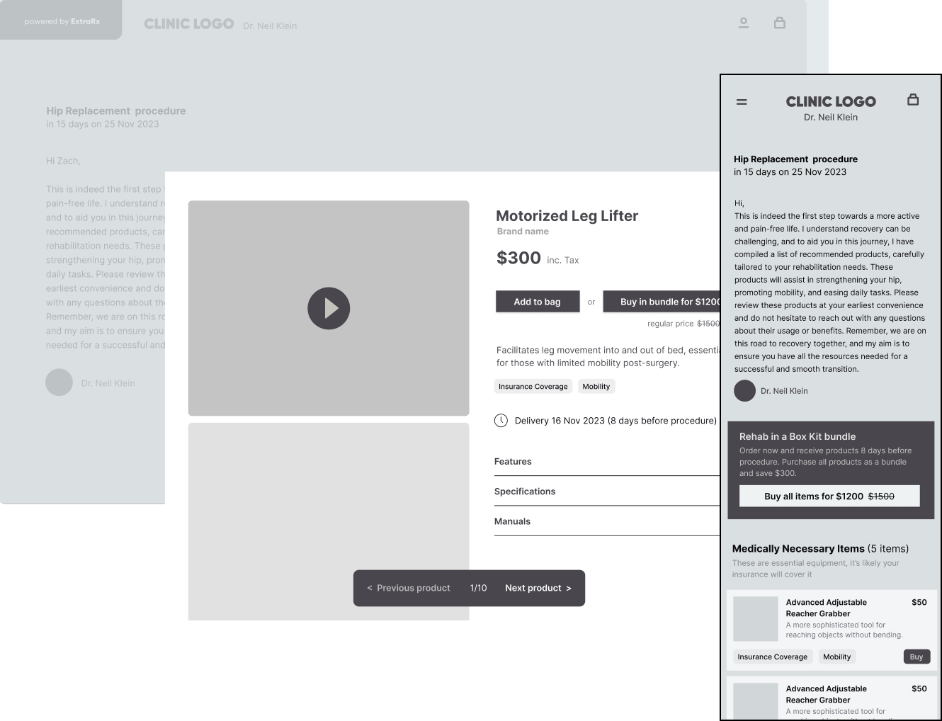 ExtraRx — clinic and patient recommendation view